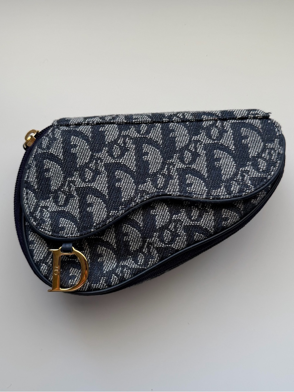 Christian Dior Blue Trotter Monogram Mini Saddle Pouch